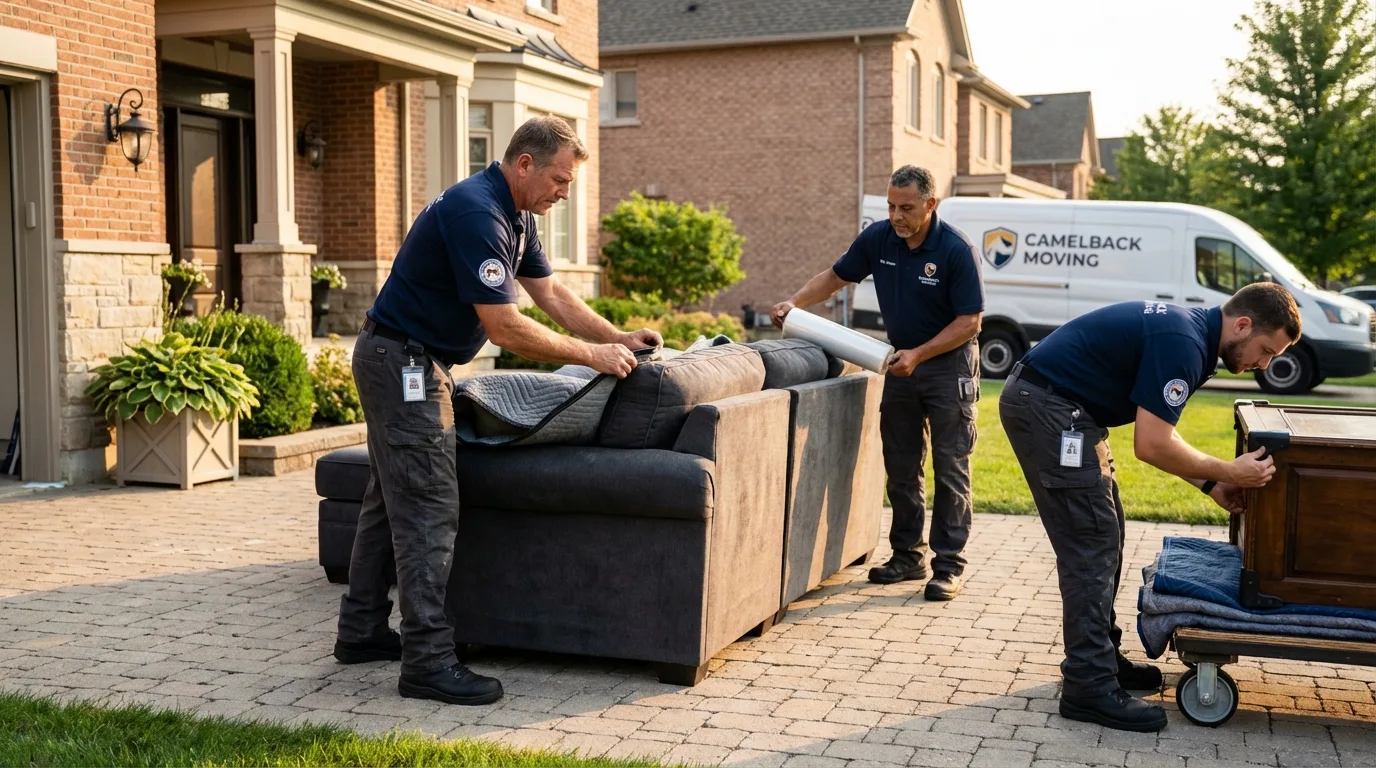 Large estate moving crew wrapping furniture in Mineral Wells, TX